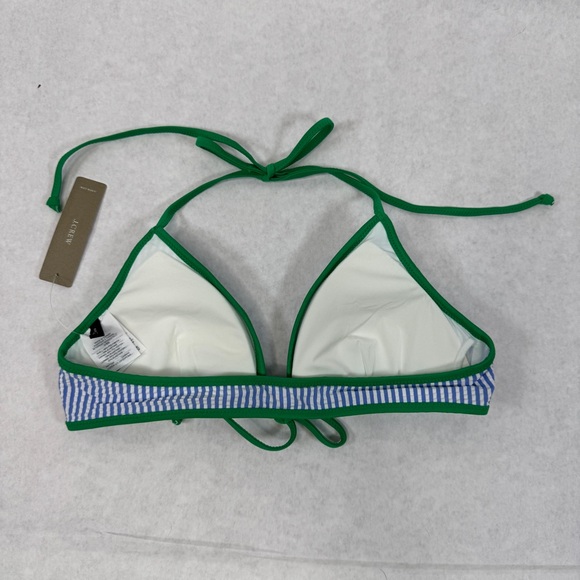 J.CREW Tipped Seersucker Tie-Front Bikini Top - G1335 - Sz S - Picture 5 of 12